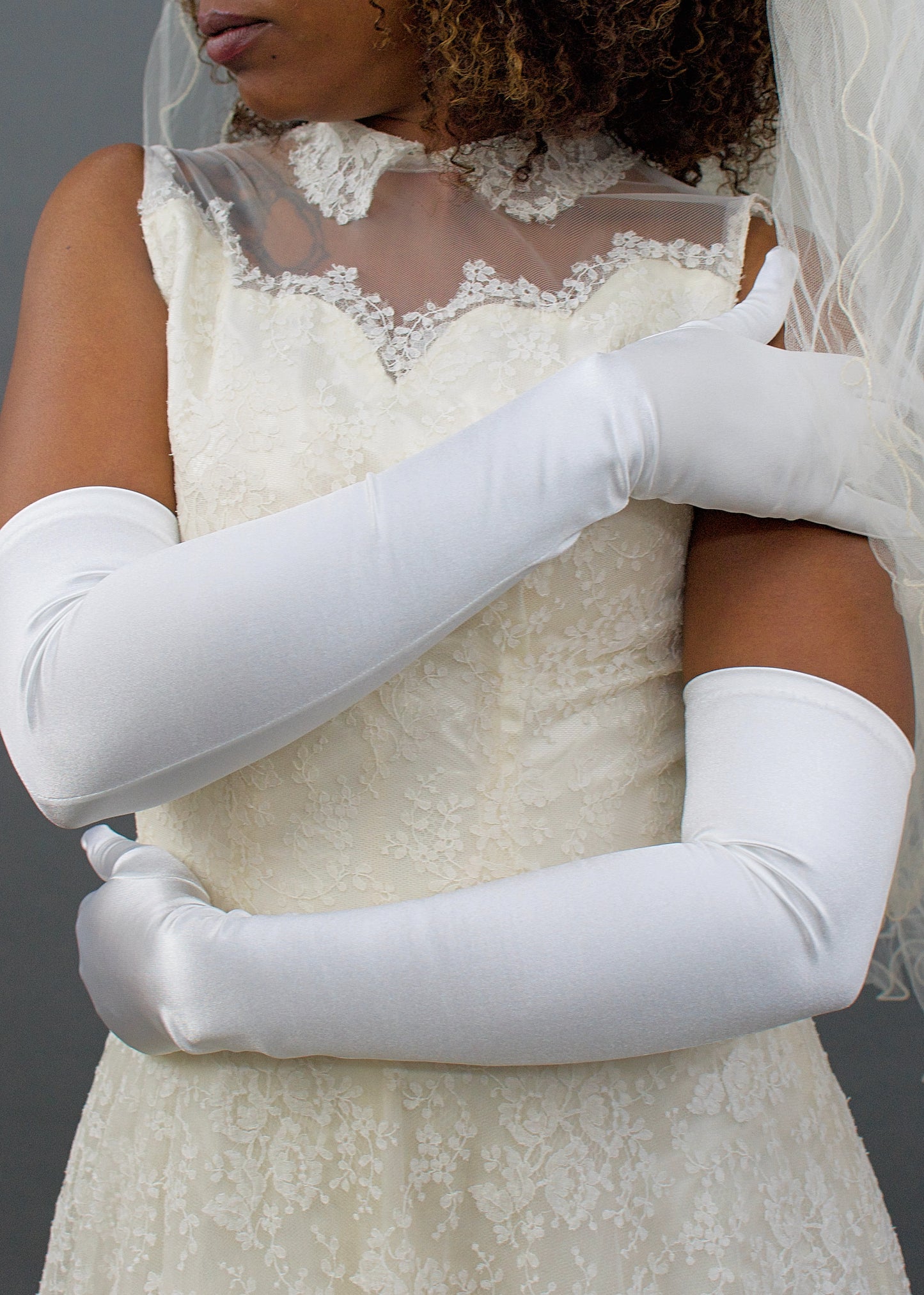 Henrietta White Opera Length Gloves