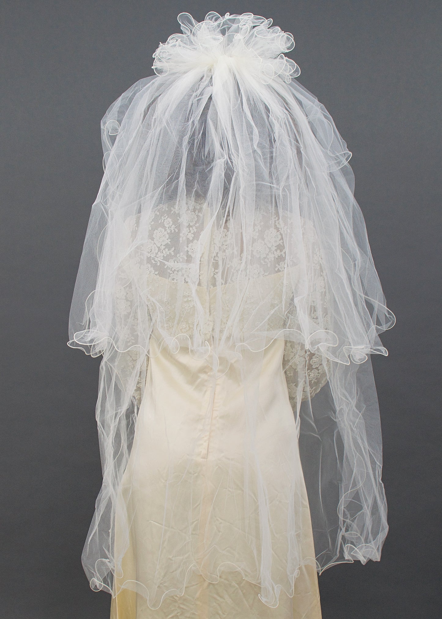 Scarlett Ivory Bat Wing Swirl Hem Veil