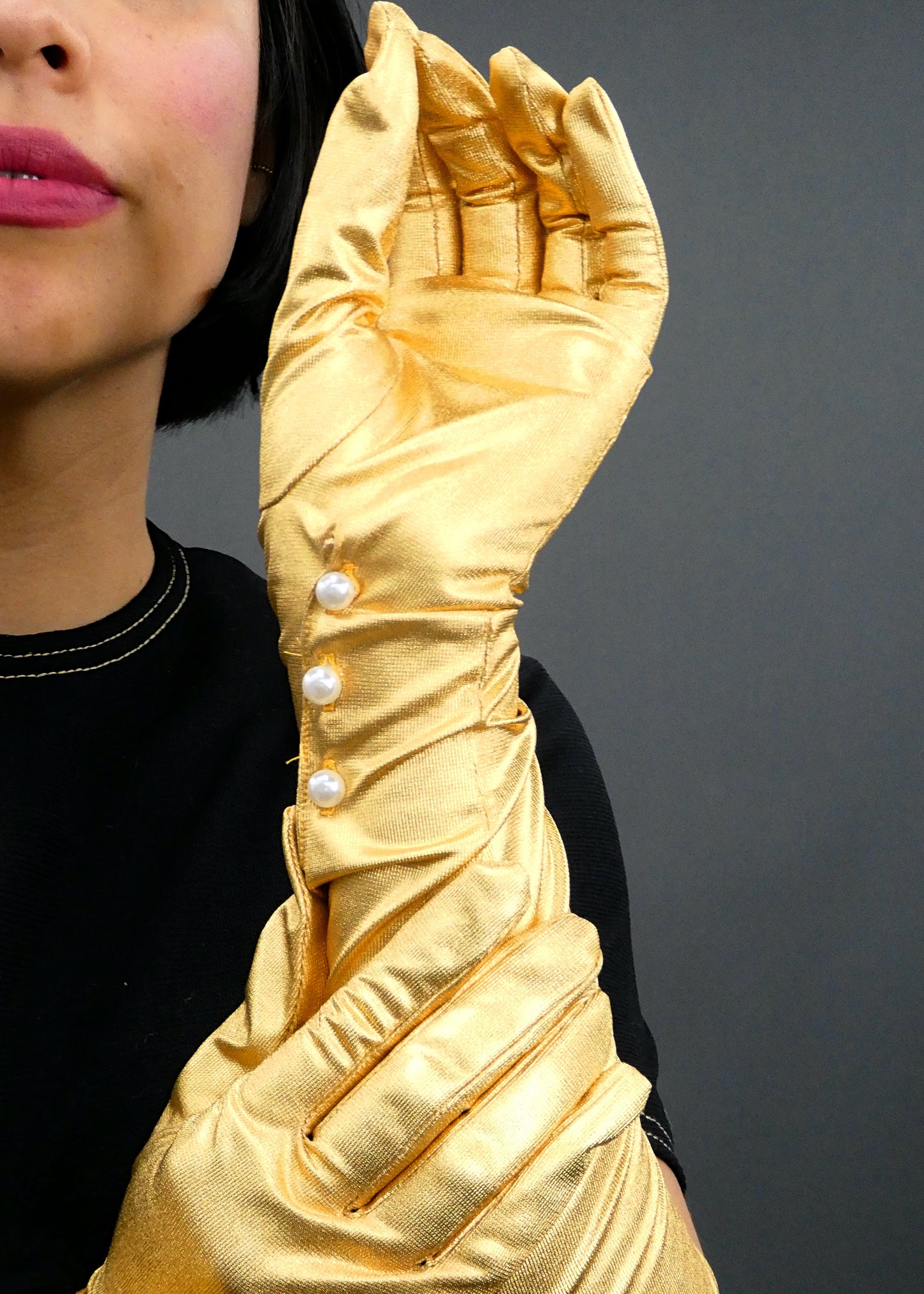 Gold Intergalactic Space Age Opera Gloves
