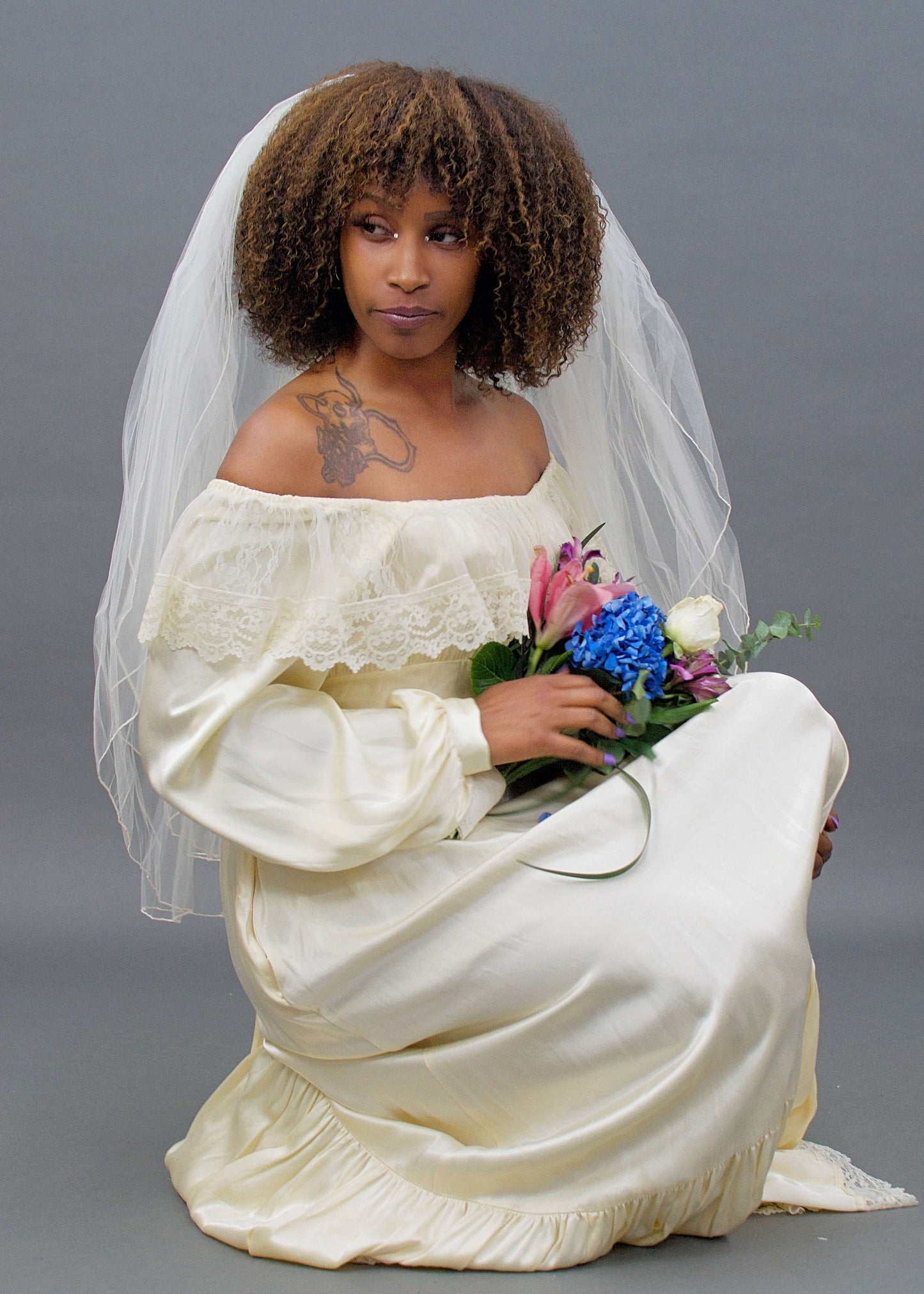 Hannah Three Tier Ivory Veil