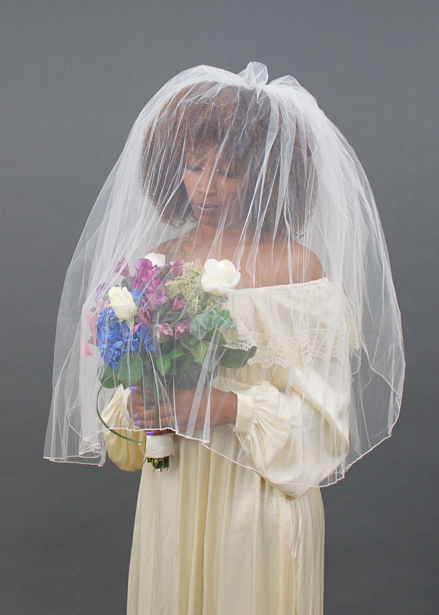 Hannah Three Tier Ivory Veil