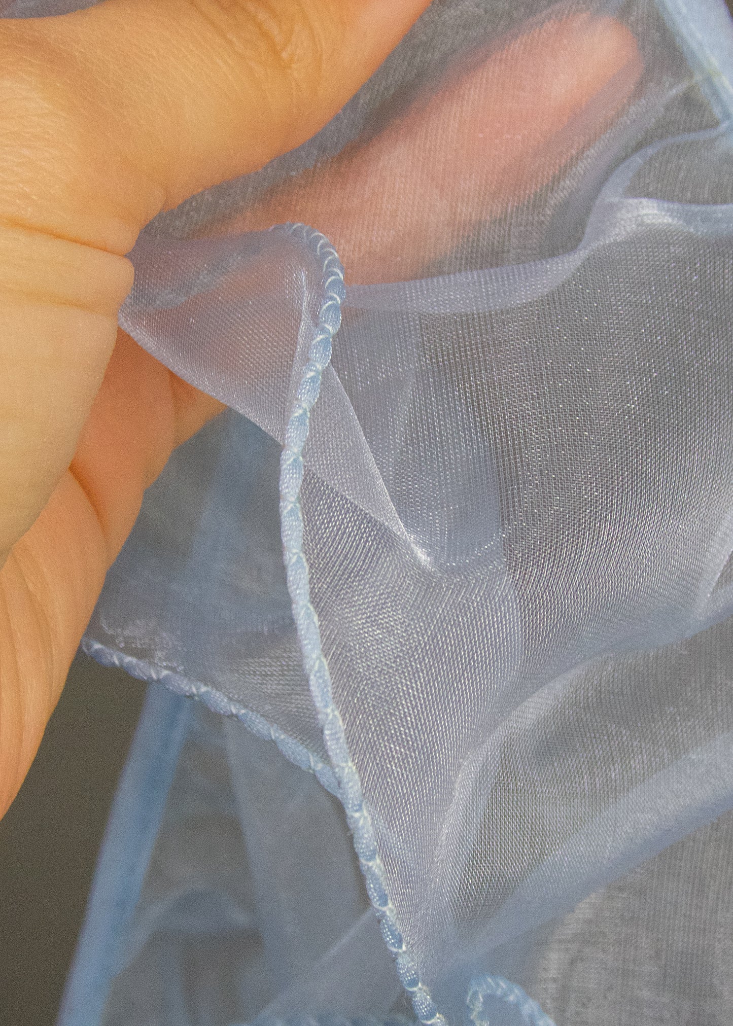 4 Inch Baby Blue Sparkle Organza Trim, Sold by the yard