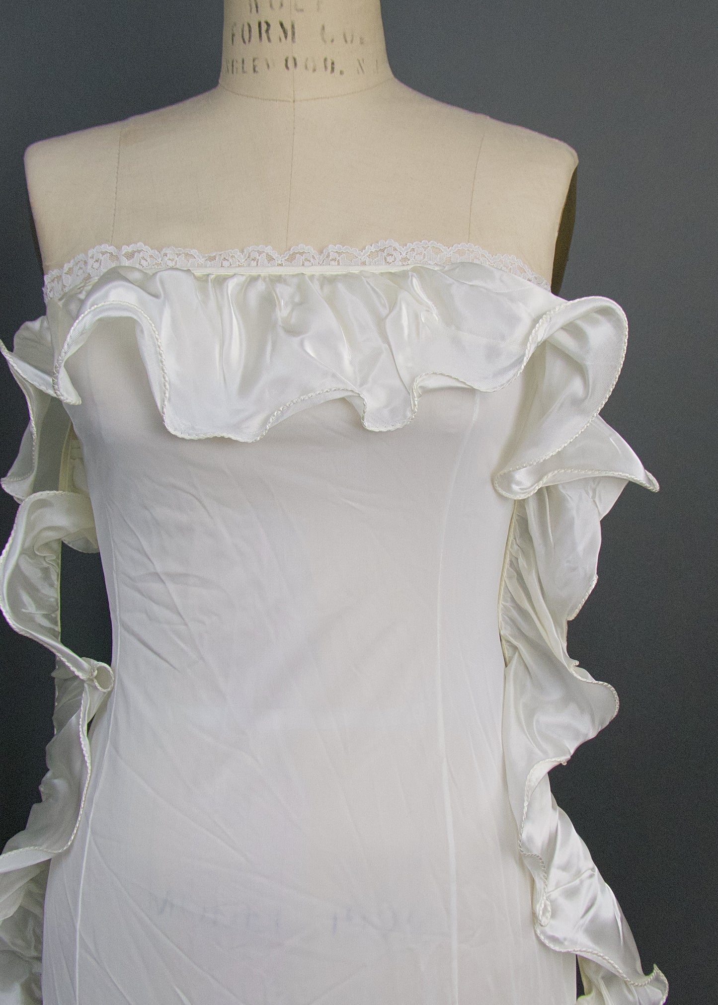 4 Inch Bridal White Ruffle Satin Trim, Sold by the yard