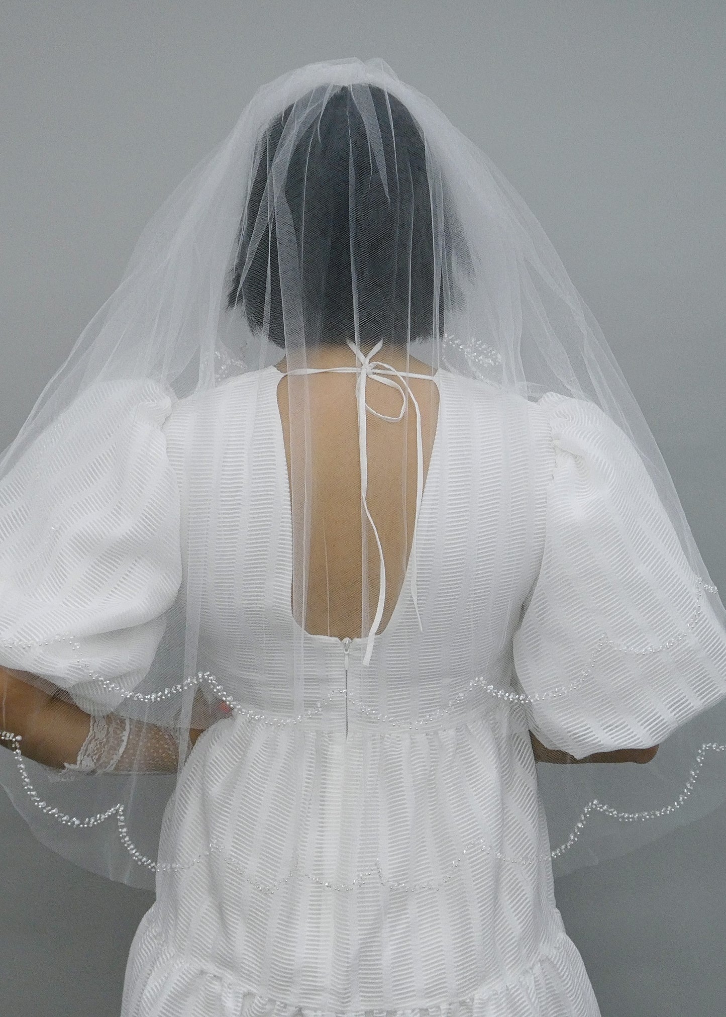 Cassia Glass Beaded Edge Veil