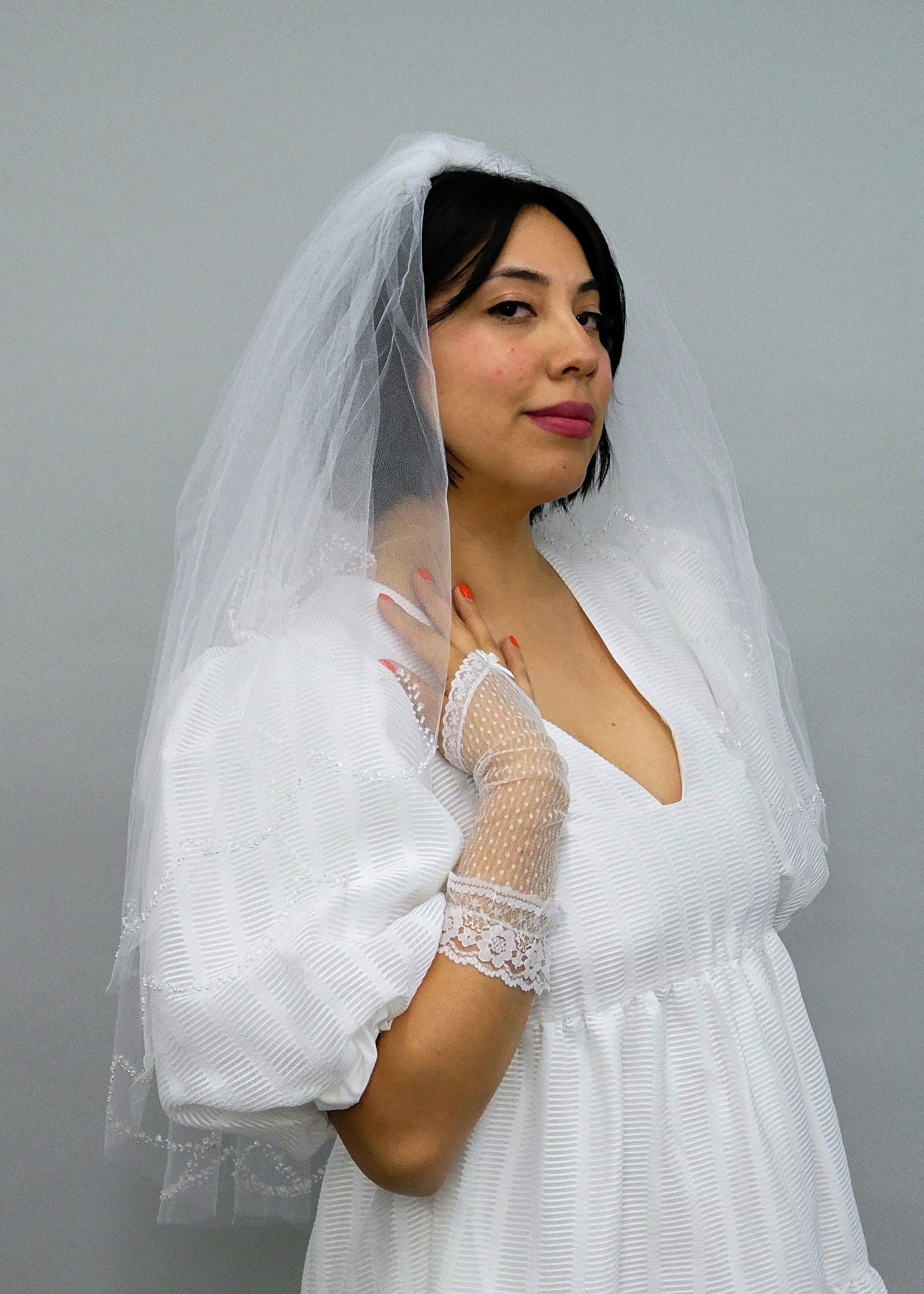 Cassia Glass Beaded Edge Veil