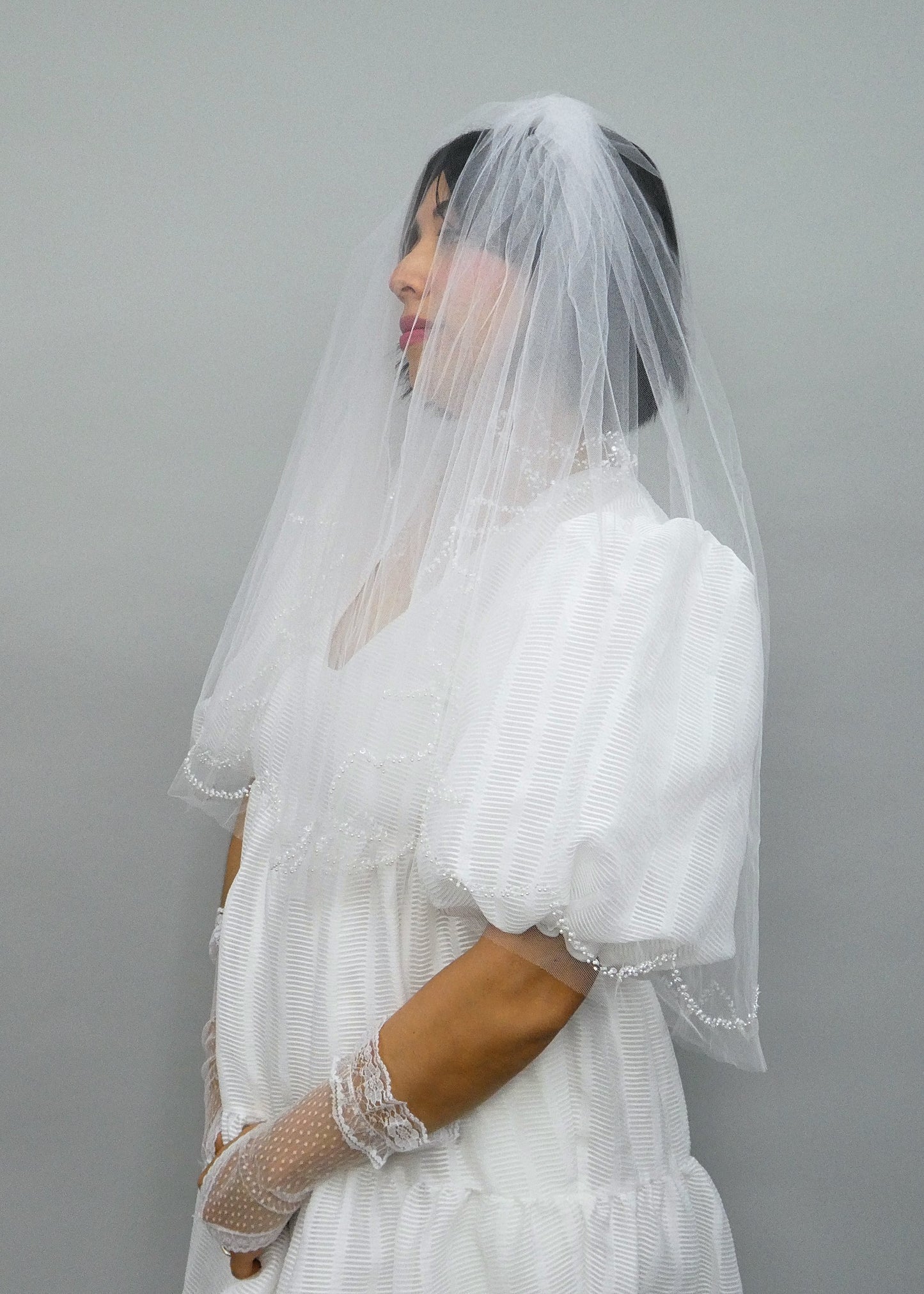 Cassia Glass Beaded Edge Veil