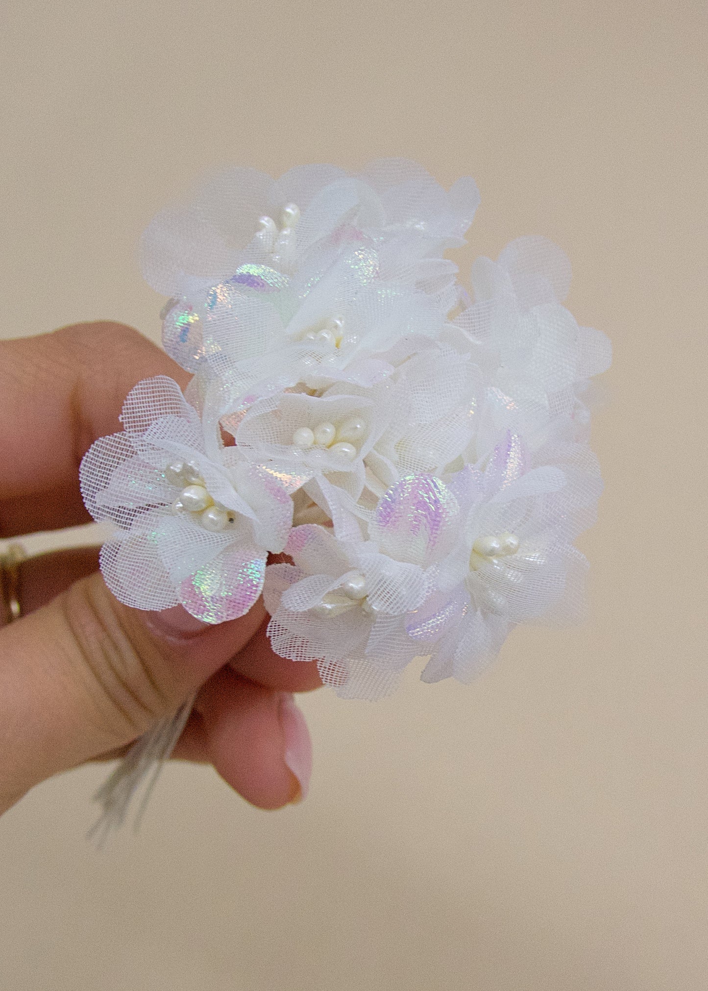 Iridescent Fabric Floral Bridal Sprays