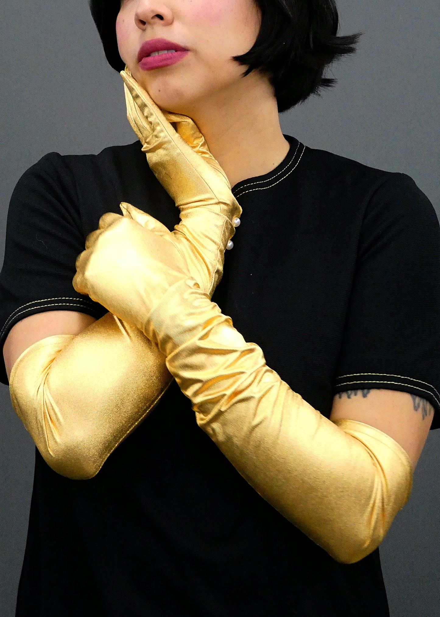 Gold Intergalactic Space Age Opera Gloves