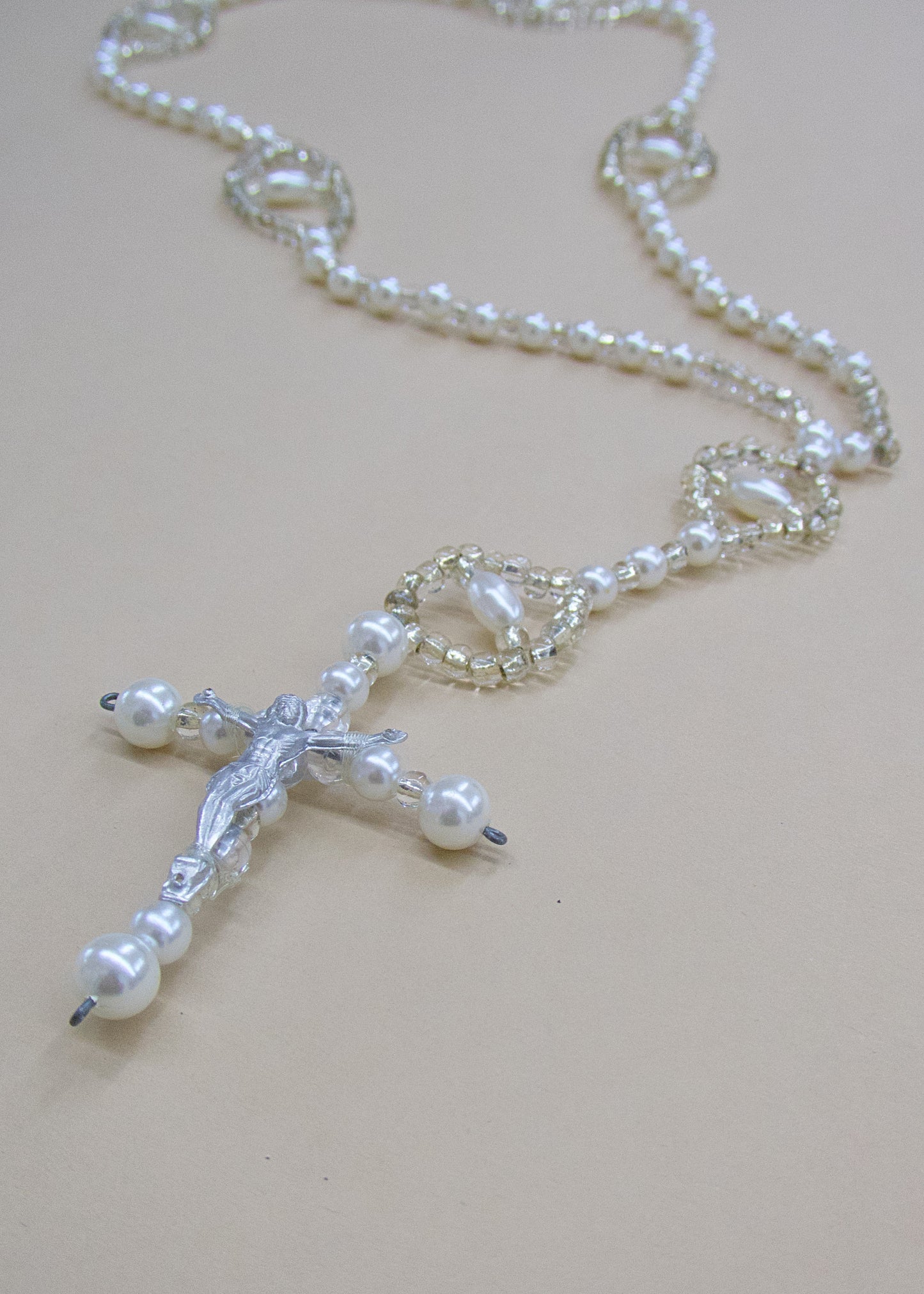 Vintage Large Faux Pearl & Beaded Rosary
