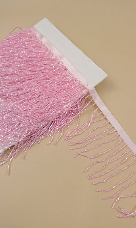 Bright Pink Thin Beaded Trim, Sold by the yard