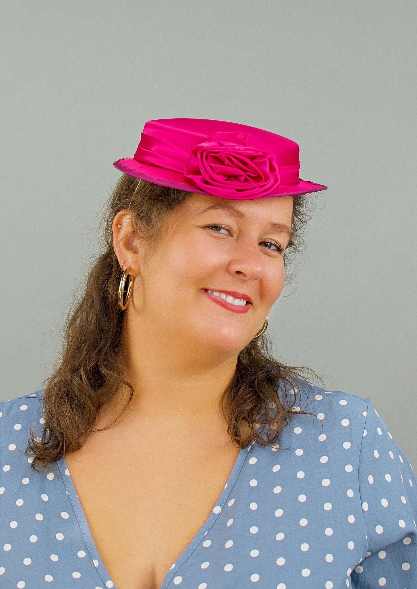 Ruby Rosette Satin Hat