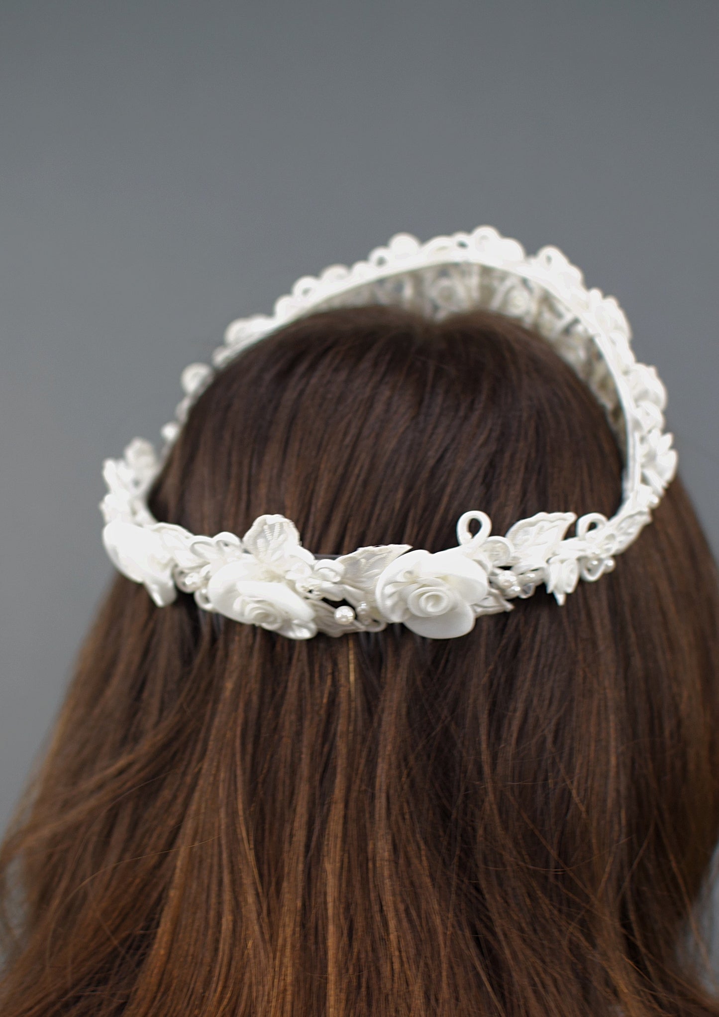 Vintage 1980s Deadstock Floral Swirls Bridal Crown