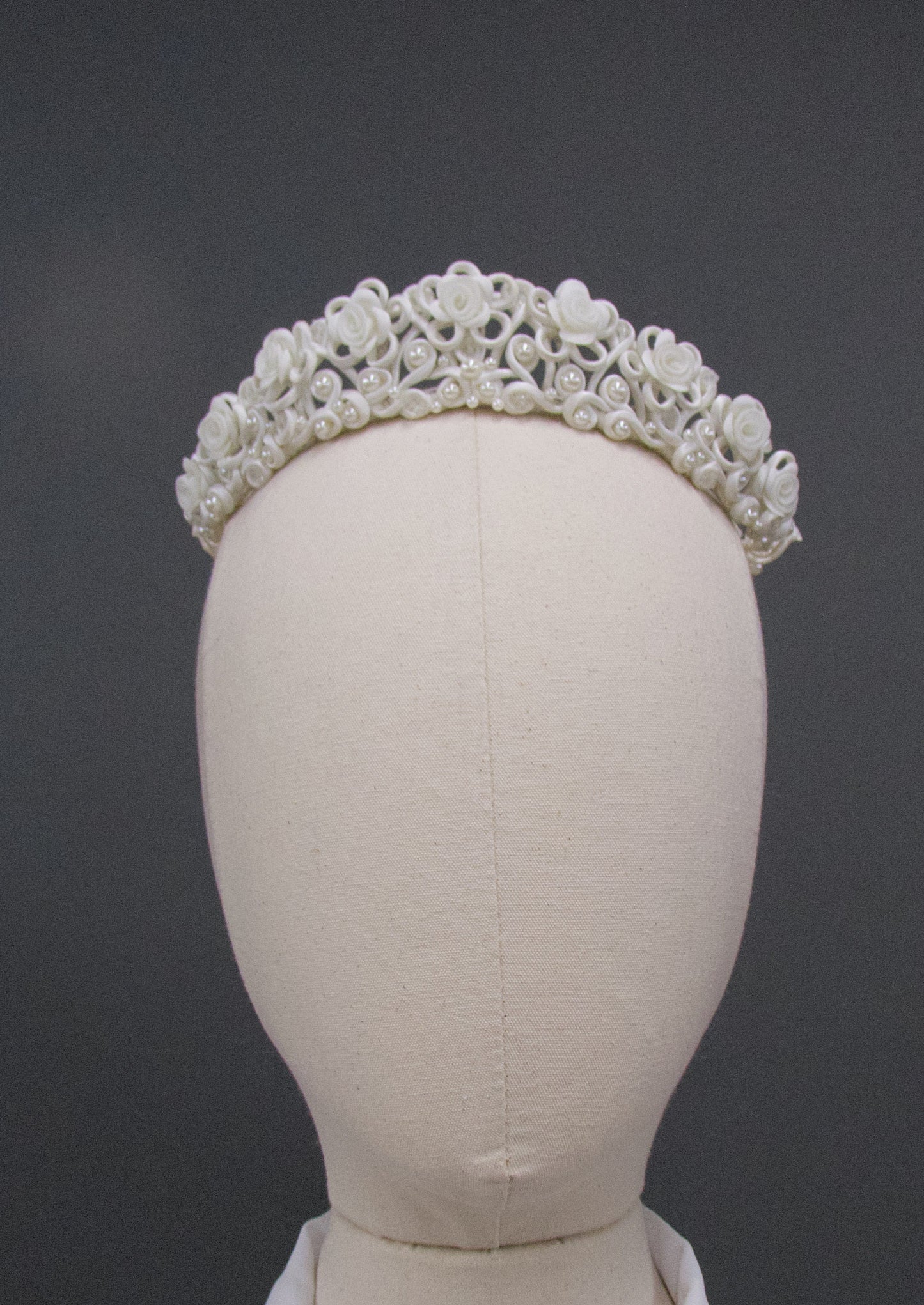 Vintage 1980s Deadstock Floral Swirls Bridal Crown