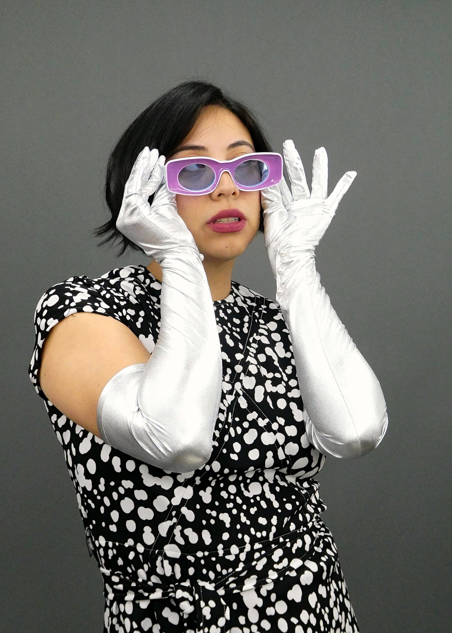 Silver Intergalactic Space Age Opera Gloves