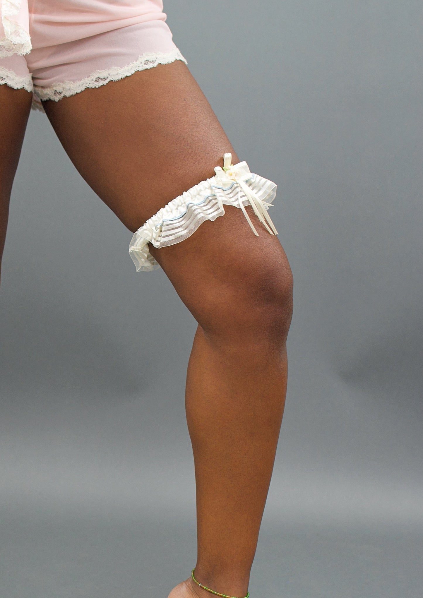 Trudy Striped Garter, Comes in Ivory or White
