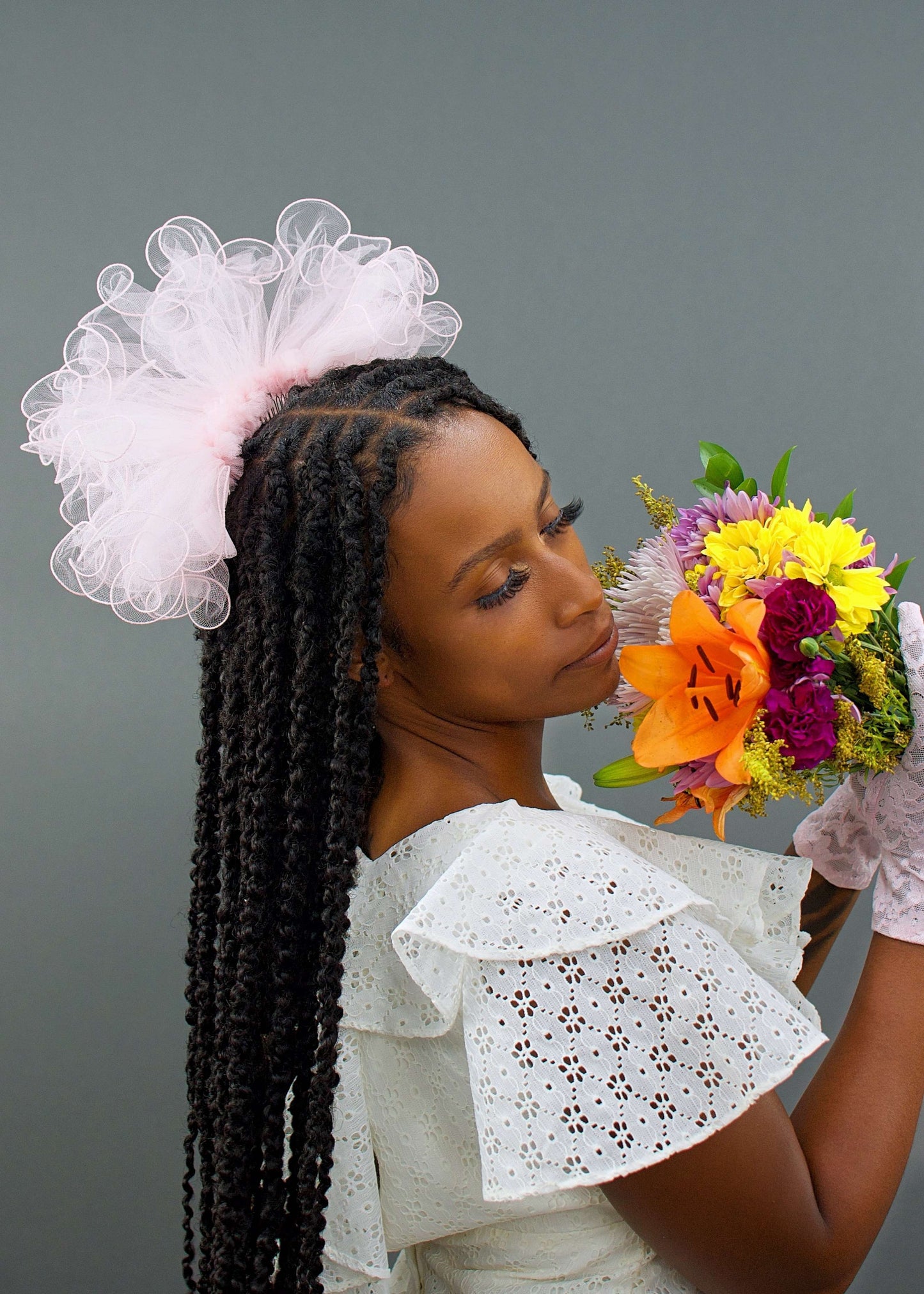 Soft Pink Tiffany Pouf Veil