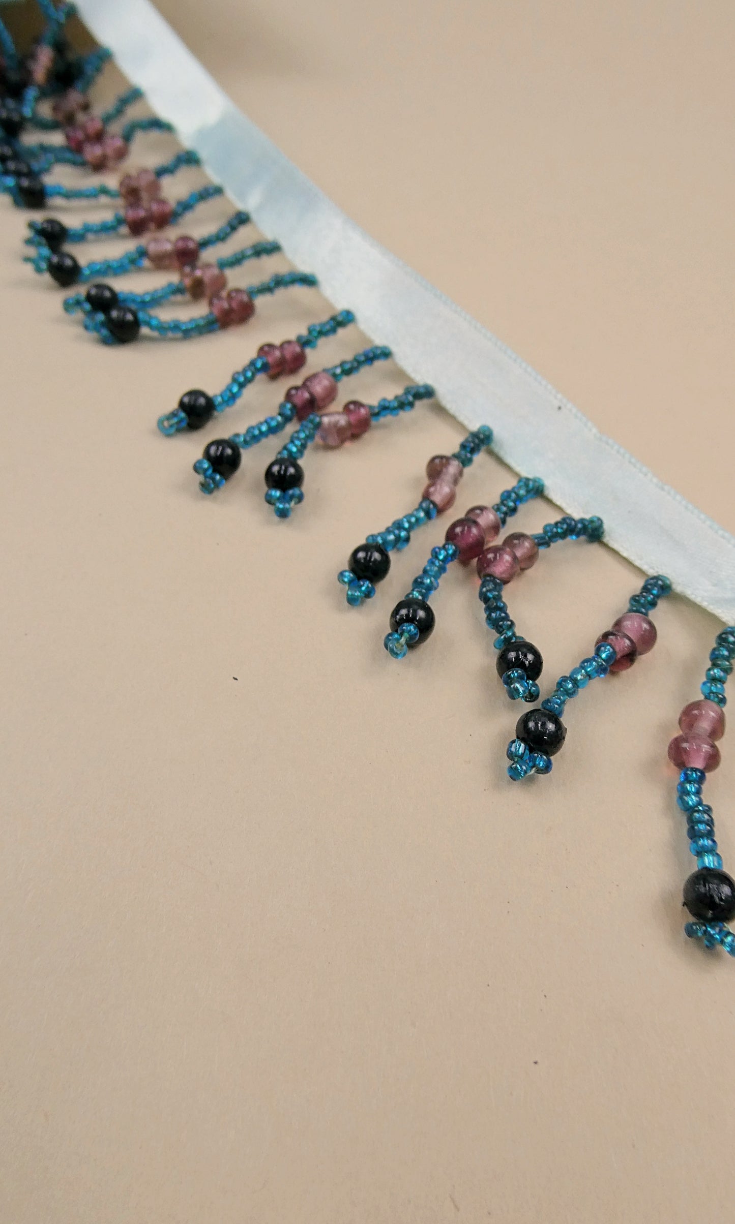 Short Tricolor Beaded Trim, Sold by the yard