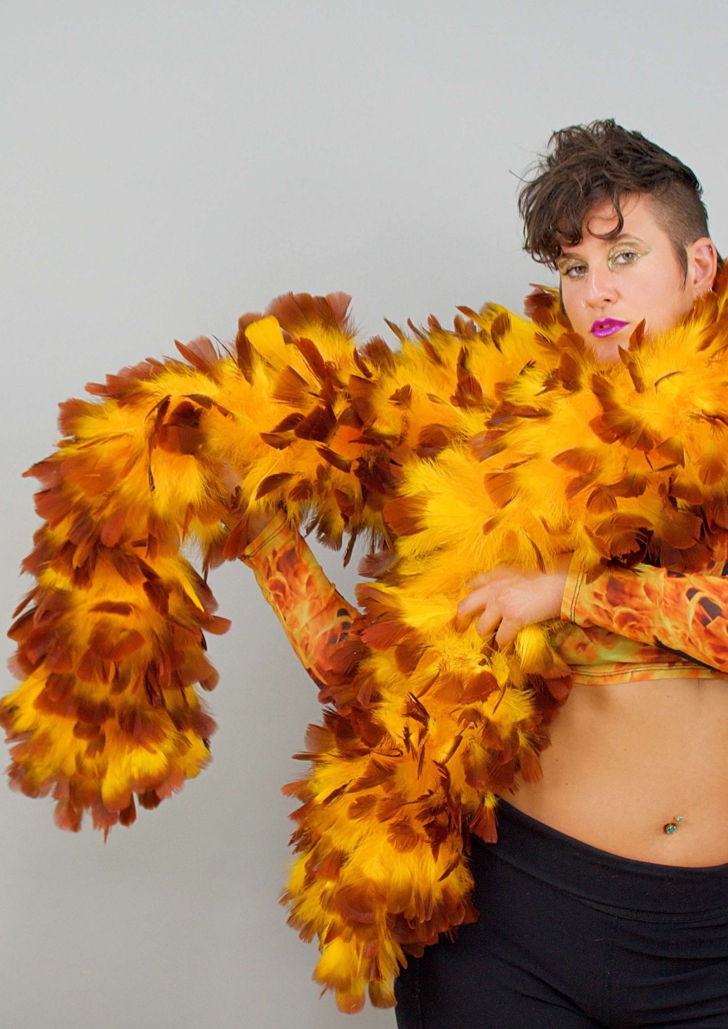 Bright Colors with Brown Tips Turkey Feather Boa