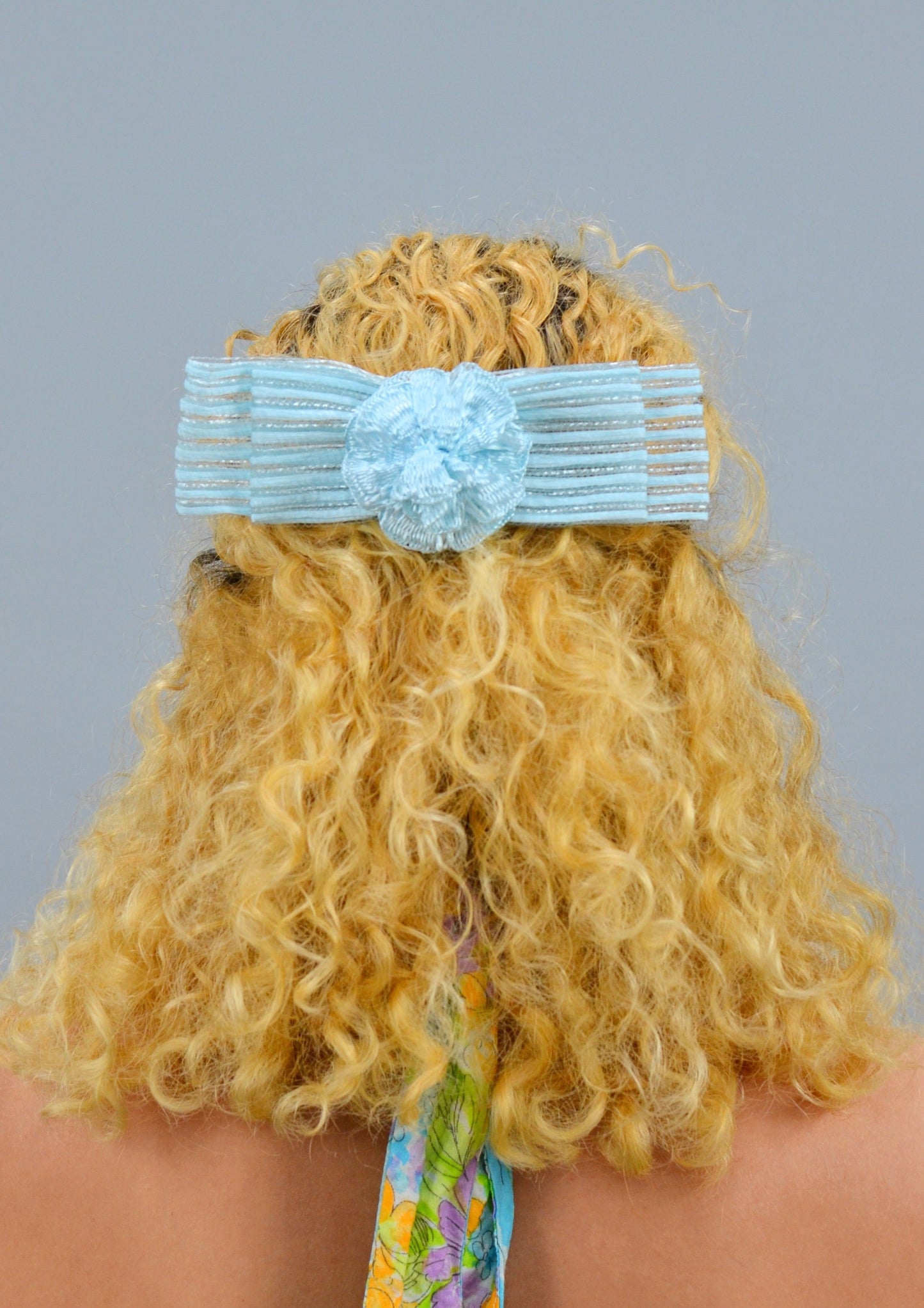 Striped Rosette Hair Bow, Multiple Colors