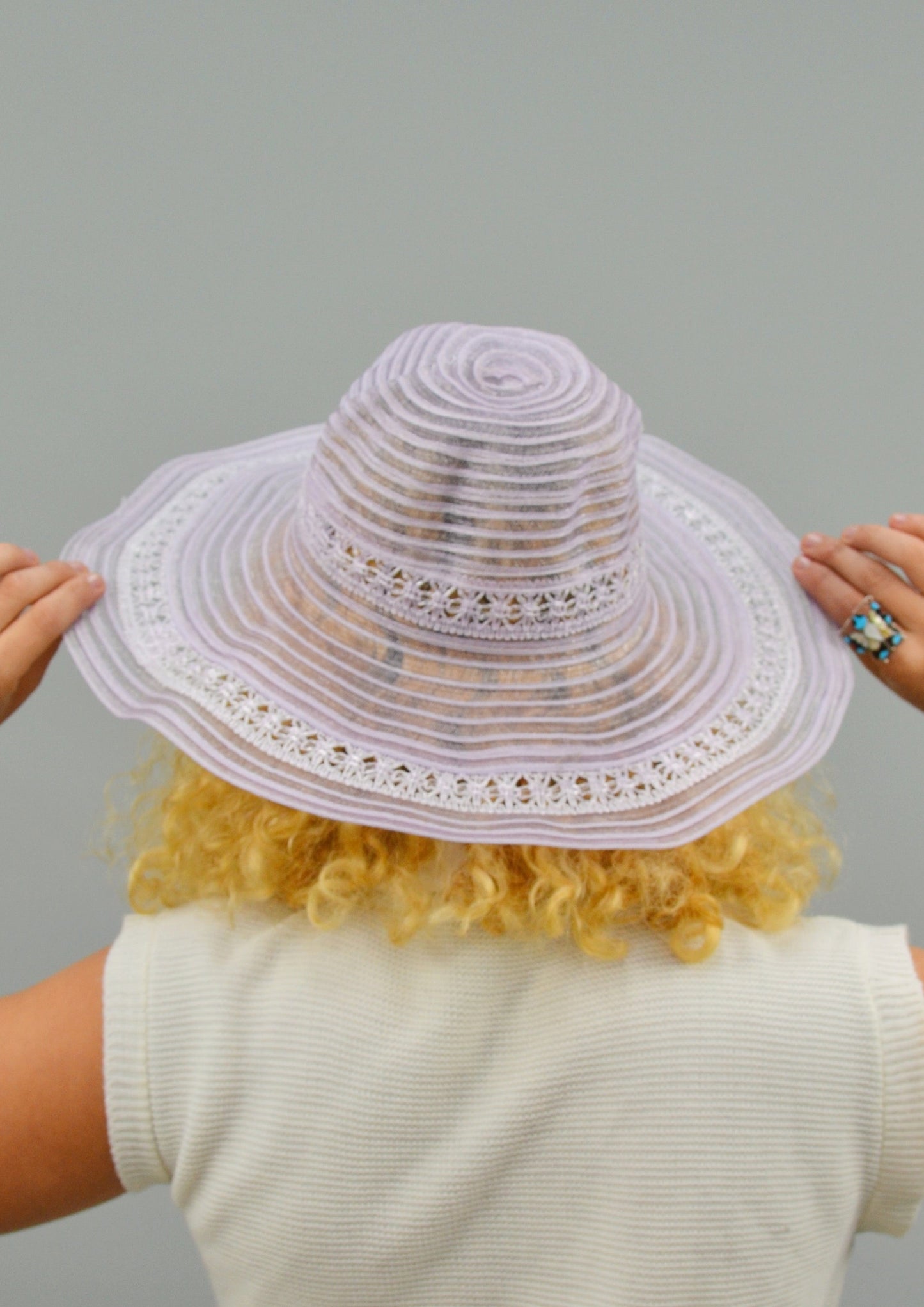 The Ava Lavender Sheer Hat, Vintage 1970's Hat