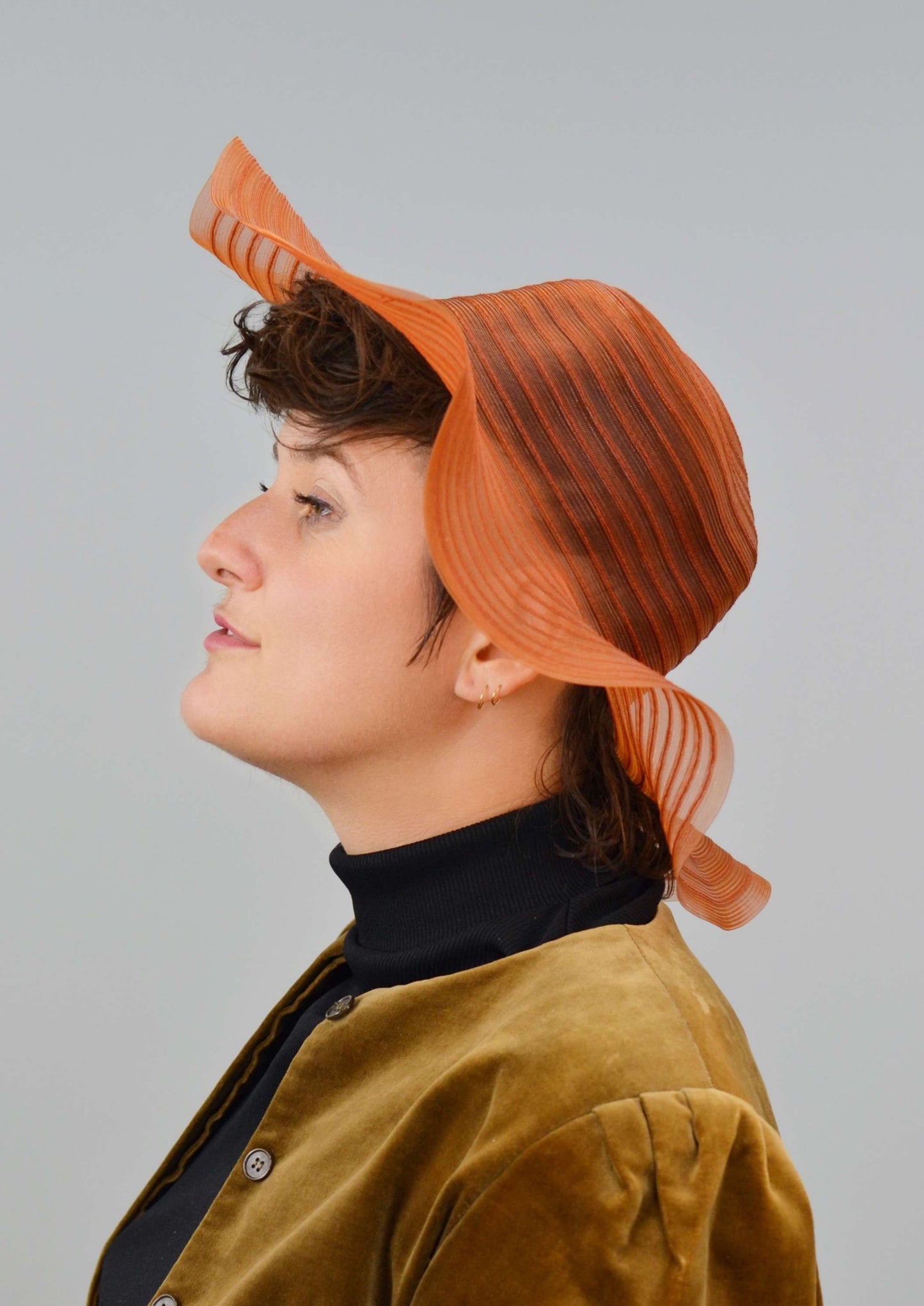 Autumnal Breezy Sheer Hat w/ Wavy Rim, Multiple Colors